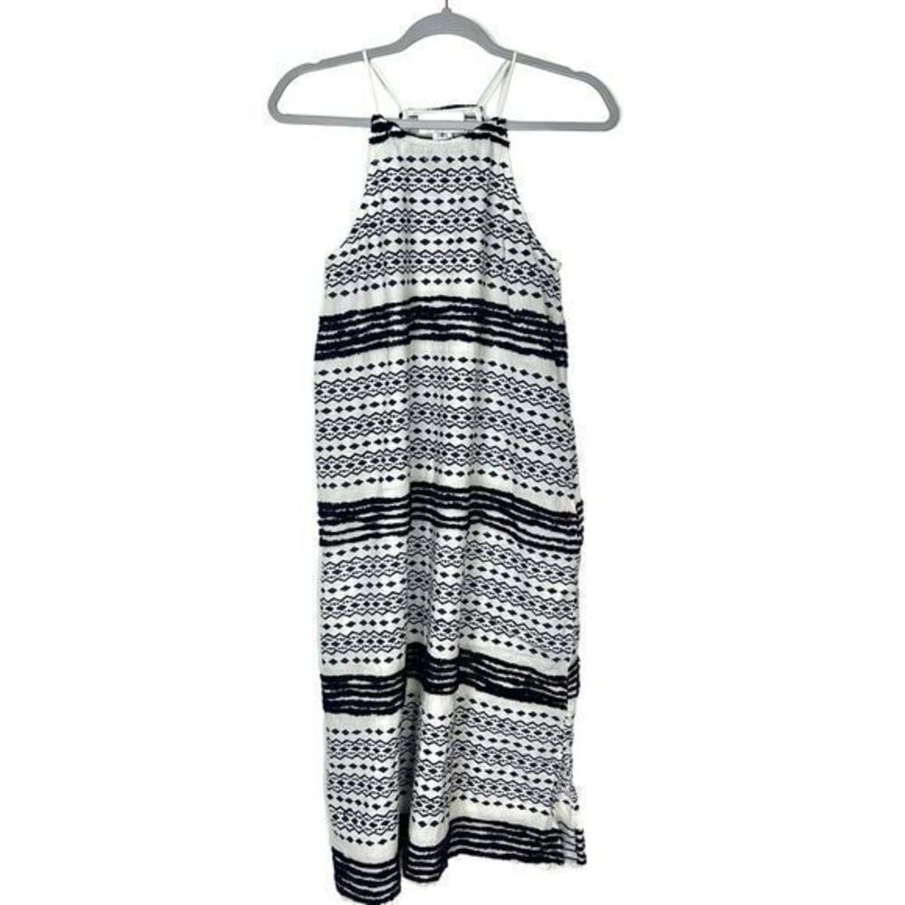 Corey Lynn Calter Midi Dress Small White Blue Embroidered Texture Anthropologie